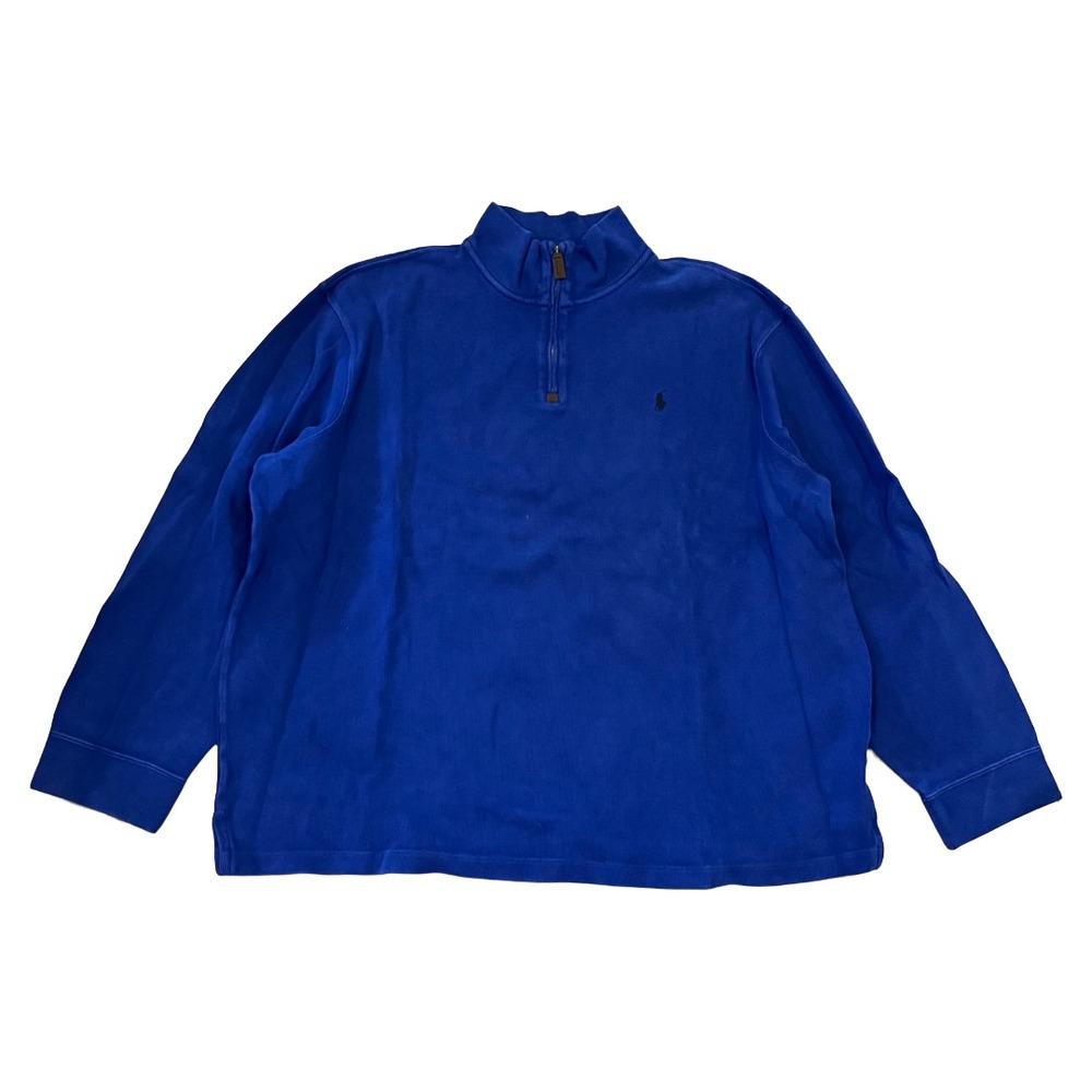 Vintage Polo Ralph Lauren Quarter Zip Blue Sweater Cotton Mens XXL